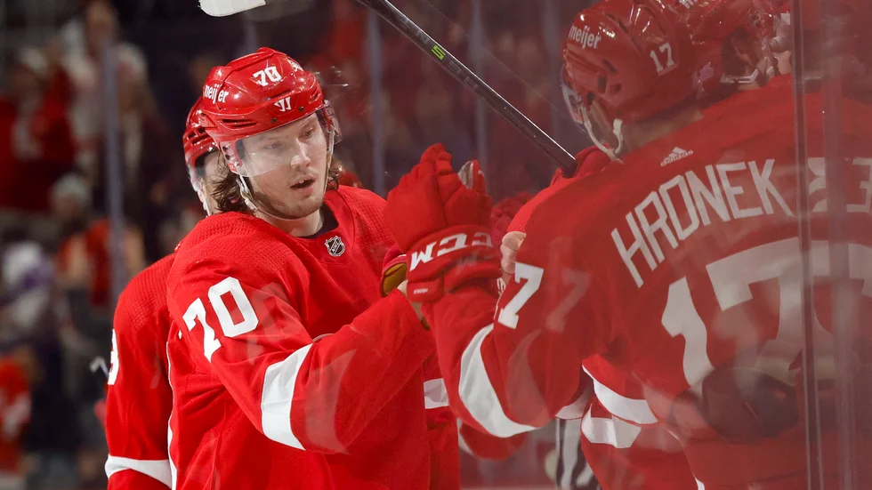Oskar Sundqvist gjorde mål i nattens match för Detroit.