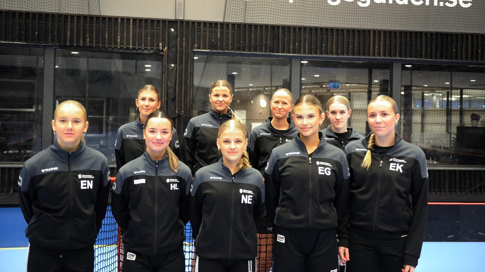 Nio av de tio lokala spelarna som ska försvara Södermanlands färger: Övre raden från vänster: Evelina Lundgren, Nellie Dahl, Alice Sigurdh och Julia Lundin. Främre raden från vänster: Elsie Nikander, Henna Lappalainen, Nathalie Eriksson, Emma Grafford och Elsa Klingemark. Saknas gör Ida Anrell.