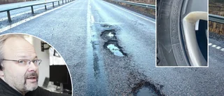 Ratten slogs ur händerna och fälgen pajade – när Crister körde rakt ned i potthål ✓Trafikverket: "Borde finnas en varningsskylt"