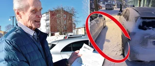 Han fick böter för parkering utanför markerade linjer – i januari