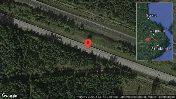 Stopp på E18 på grund av en singelolycka