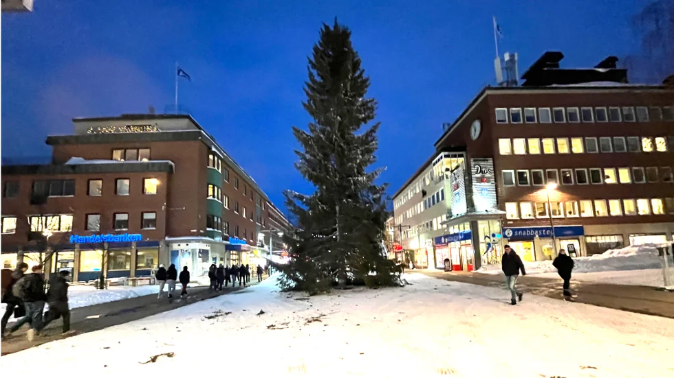 Den är 18 meter lång och ska få på sig julkostymen till helgen.
