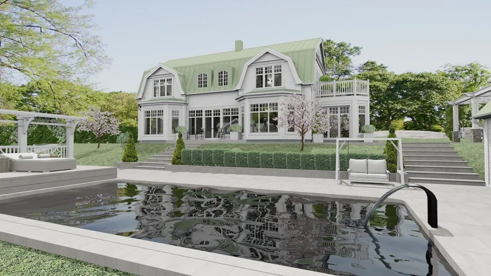 Arkitektens ritning på Trosavillan som fick påbackning på grund av för många detaljer.