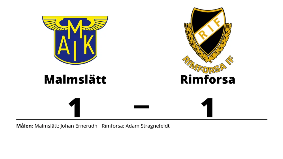 Malmslätts AIK spelade lika mot Rimforsa IF