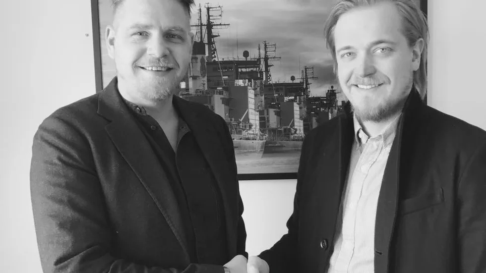 Avtal. NYAB tecknar avtal med BD Works. "BD Works har varit en viktig pusselbit under vår inledande expansion", säger Johan Larsson, vd NYAB. Här med Mathias Larsson, vd BD Works.
