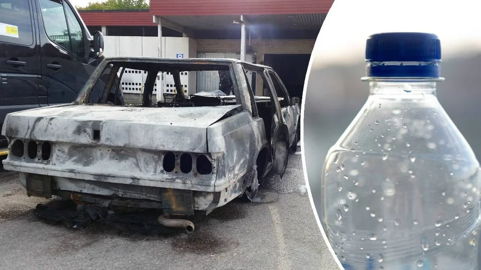 Hittade en plastflaska med bensin nära platsen där bilar brunnit.