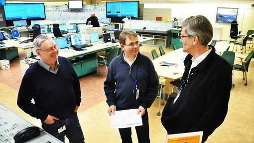 Säkerhetskultur är ett viktigt begrepp på Forsmarks kärnkraftverk. Reima Harju, Lennart Hallin och Björn Burman.