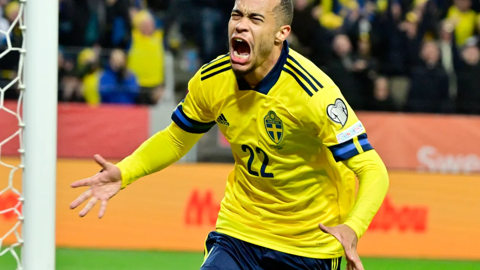 Matchhjälten Robin Quaison jublar efter sitt avgörande mål i förlängningen mot Tjeckien förra veckan.