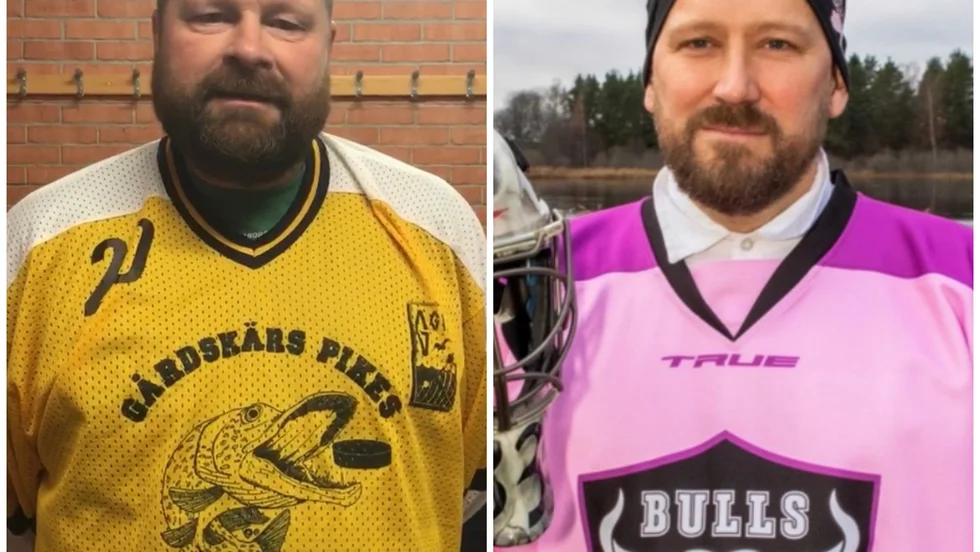 Christer ”Pune” Muhr från Gårdskär Pikes och Hasse Ahltin från Bulls samarbetar för insamlingen. 