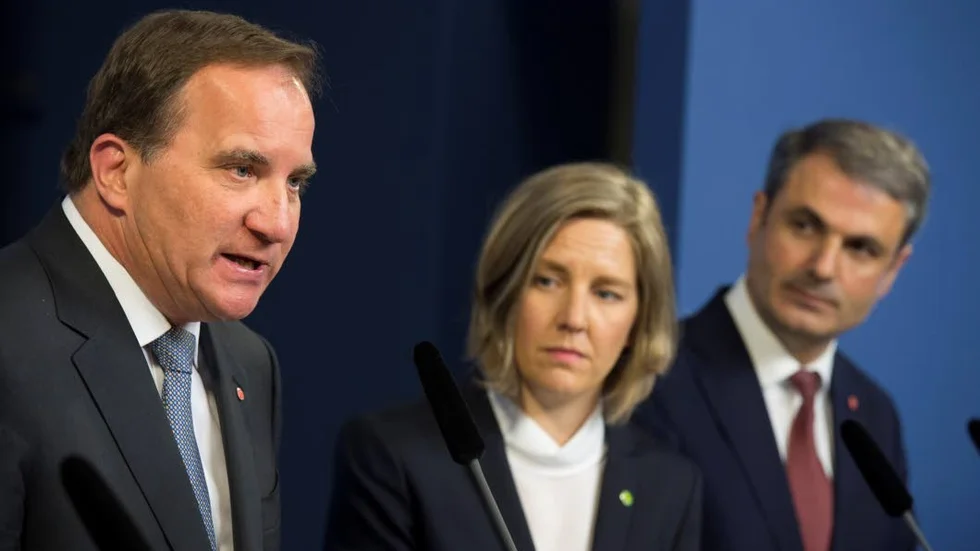 Presskonferens. Statsminister Stefan Löfven (S), miljöminister Karolina Skog (MP) och samordnings- och energiminister Ibrahim Baylan (S).