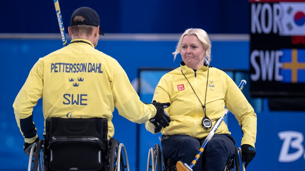 Viljo Pettersson-Dahl och Kristina Ulander i en tidigare OS-match. Arkivbild.