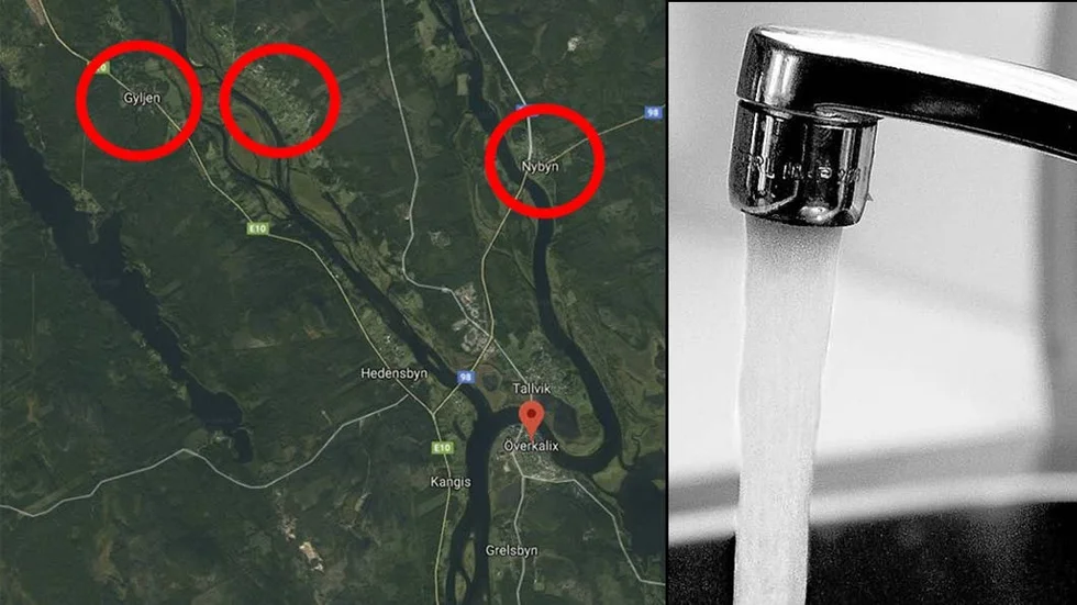 Näsbyn, Vännäsberget och Gyljen har varit utan vattenförsörjning hela marknadshelgen i Överkalix. Totalförbud att vattna gällde. På måndagen 22 juli lämnade Överkalix kommun besked att vattnet var påslaget igen.
