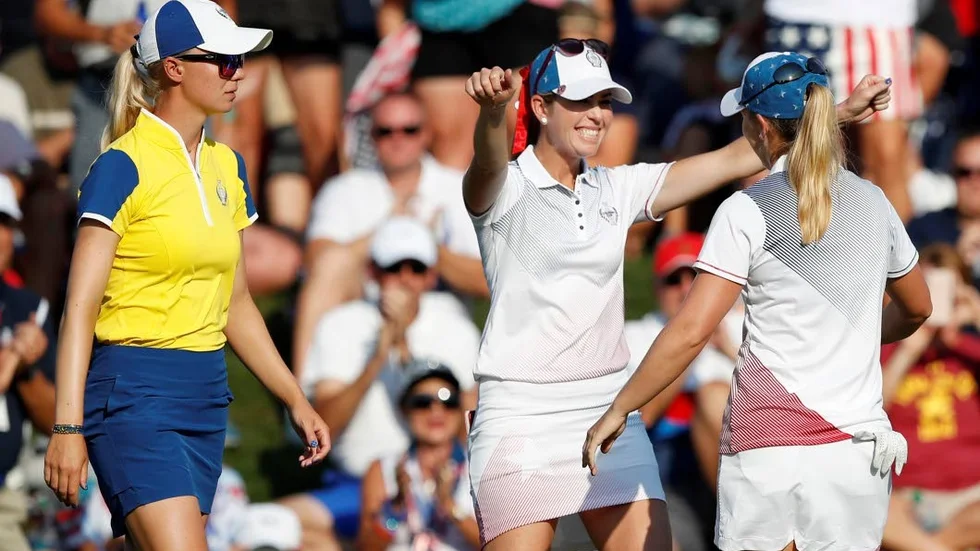 Tufft. Madelene Sagström fick se Paula Creamer och Austin Ernst jubla.