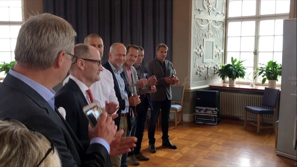Årets företagare i Uppsala län - här står kandidaterna uppradade i representatinsvåningen på Uppsala slott.