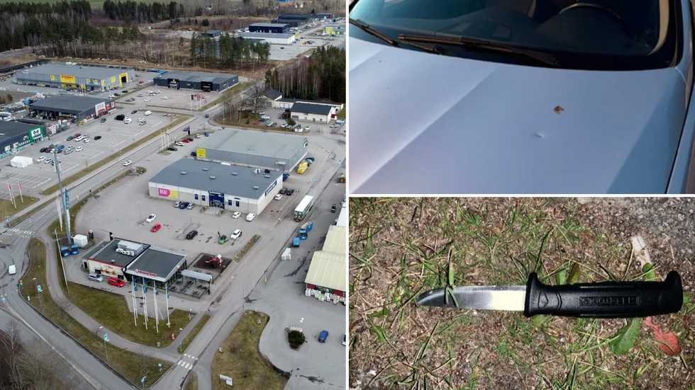 Motalabon i 50-årsåldern högg en kniv i en EPA-traktor i Bråstorp. Nu har han dömts till fängelse. Två av bilderna är från polisens förundersökning.