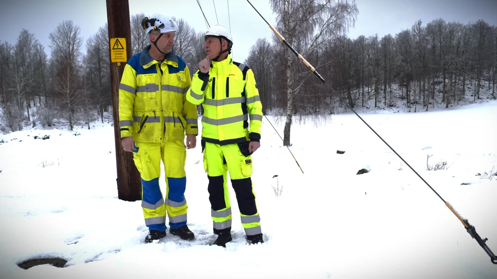 Hans Rocklöv och Björn Persson. "Det var som ett plockepinn under Gudrun", säger Björn.  