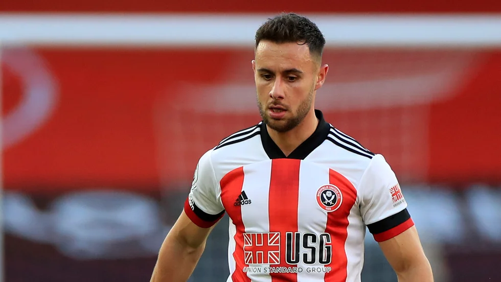 George Baldock spelade i Sheffield United i engelska Premier League. Arkivbild.