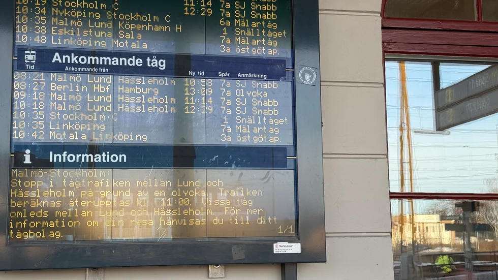 Information om förseningarna på stationen i Norrköping. 