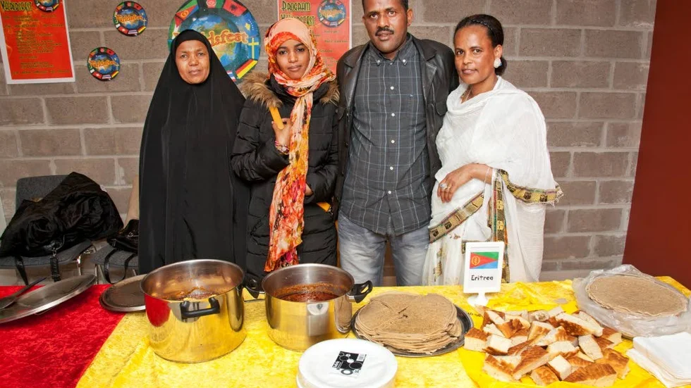 Kryddstark eritreansk mat hade lagats av Karima Beshir, Myrem Salin, Shambe Habtu och Legesa Kahasay.