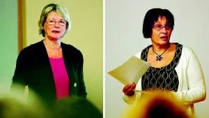 Nöjda. Gunnel Grönwall, till vänster och Gunilla Jansson jobbar båda på BUP-akuten i Västervik. Dit kommer ungdomar som försökt skada sig själva. Men det finns lyckosamma behandlingsmetoder för att hjälpa dessa ungdomar, menar de. 	Foto: ELIN LUNDHOLM