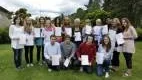16 av de 20 elever som fått språkdiplom i tyska. Översta raden från vänster: Ida Johansson, Ellionore Önell, Kristin Petersson, Anna Björnberg, Olivia Bergsten, Isabella Reimer, Emily Gustavsson, Julia Hansson, Louise Hansson, Nikhil Thakrar, Carolina Johansson, Emilia Andersson. Nedre raden från vänster: Jonas Mittjas, Björn Hällmar, Azur Jasarevic, Selma Grahn. Foto: Anders Steiner