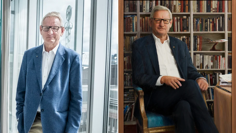 Carl Bildt x 2. Bilden till höger föreställer det konstverk som ska avtäckas under helgen på Gripsholms slott.