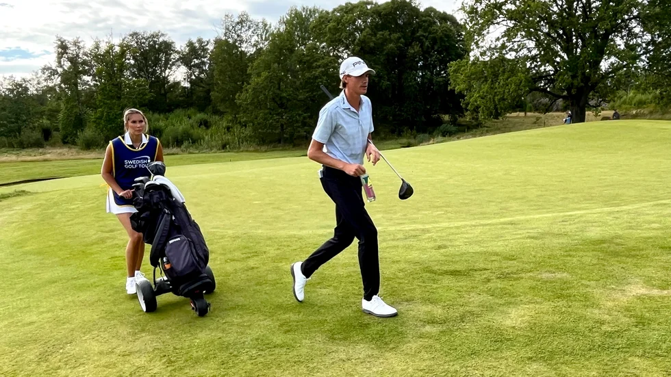 Jesper Sandborg under lördagens runda.