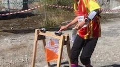 Herta Grimlund, Skåneslättens OL, stämplar i mål.