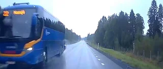 Bus overtake horror: driver narrowly escapes head-on collision