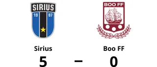 Klar seger för Sirius - vann med 5-0 mot Boo FF