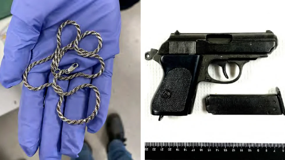 Gärningsmännen stal brottsoffrets halsband. (Bilderna är hämtade ur förundersökningen.) 