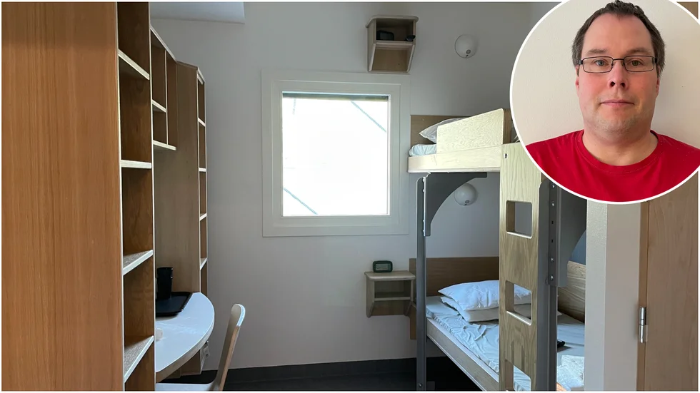 Daniel Runsten är Sekos ordförande för kriminalvården i Mellansverige och anser att dubbelbeläggningen är negativ för kriminalvården. Bilden är ett exempel på hur dubbelbeläggning kan se ut och är från Arnö, inte Västerviksanstalten. 