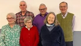 Gullik Levander,kassör, Rolf Kjell, ledamot, Gunnar Lindström sekreterare, Ingegerd Nedlund och Siv Persson, ersättare, Siw Karlsson, ordförande. Saknas på bilden gör Helena Enqvist.