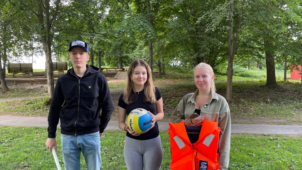 Sommarjobbarna Lucas Andersson, Wilma Fridh, Rosanna Lindahl. 