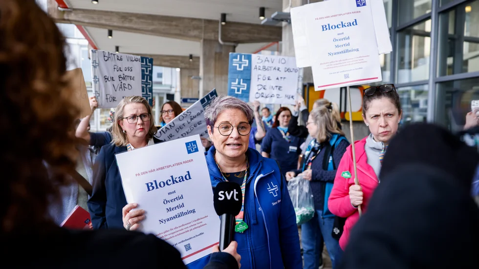 Sineva Ribeiro, ordförande Vårdförbundet, som nu påbörjat den övertidsblockad som de sen en tid varslat om. Allt för att få drägligare arbetstider.