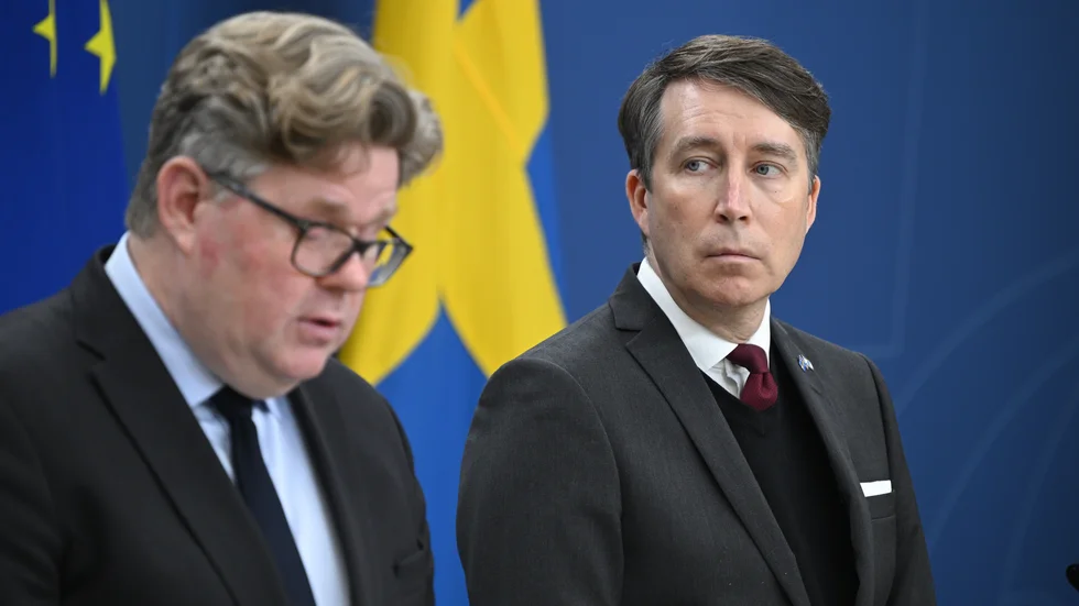 Justitieminister Gunnar Strömmer (M) och Richard Jomshof (SD). Arkivbild.