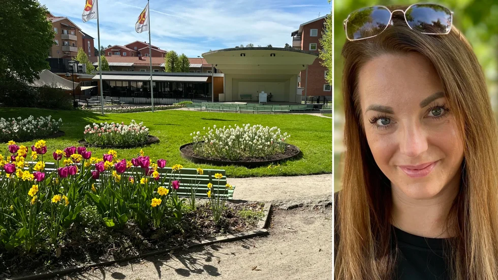 Även i år blir det nationaldagsfirande i Stadsparken. På bild ses också Tina Berggren, projektledare på Plus Katrineholm. 