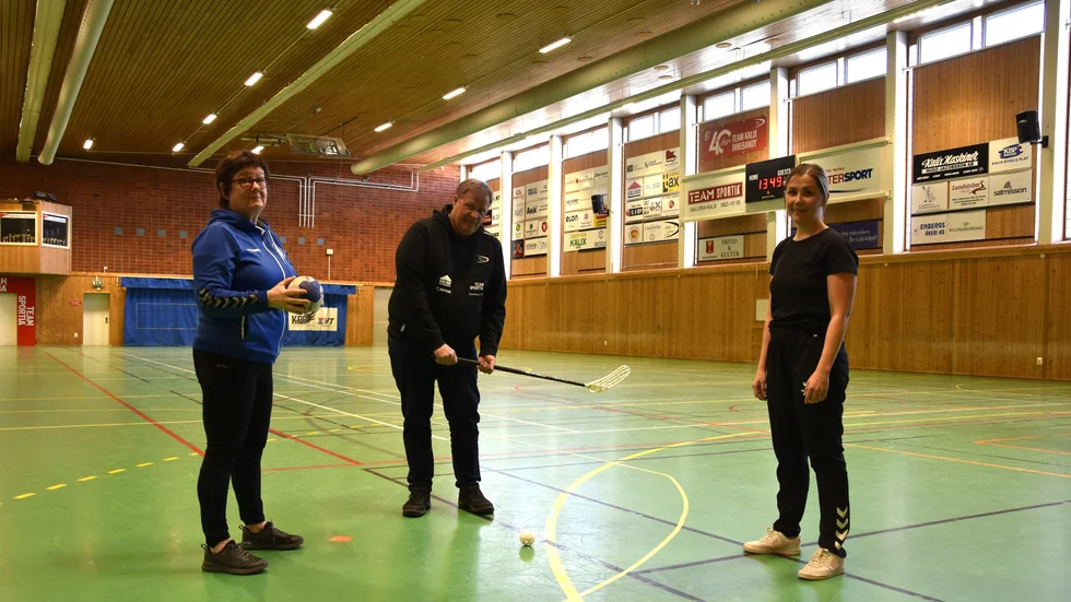 Birgitta Wallgren, Magnus Andersson och Lisa Gren i A-hallen i Sportcity.