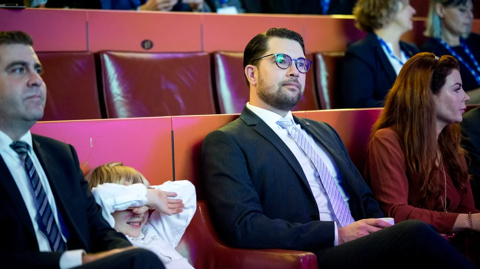 Partiledaren Jimmie Åkesson på plats i Örebro i går.