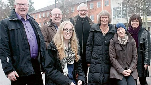 Centerns Leif Larsson, Mats Hugosson, Anders Åkesson, Christina Davidson, Evelina Eriksson och Stihna Evertsson Johansson, med nomineringskommitténs Anette Rogö längst till höger.