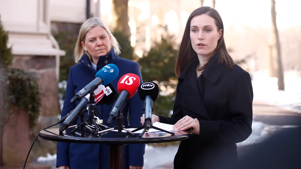 Sveriges statsminister Magdalena Andersson och Finlands premiärminister Sanna Marin.