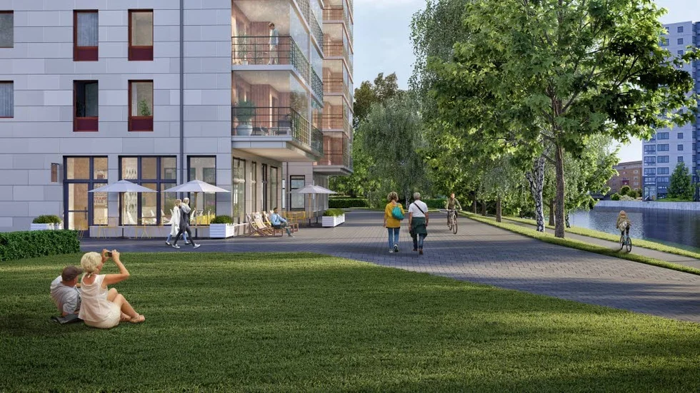 Vid Stångån. JM:s första hus på brandstationstomten kommer att innehålla 39 bostadsrätter.
