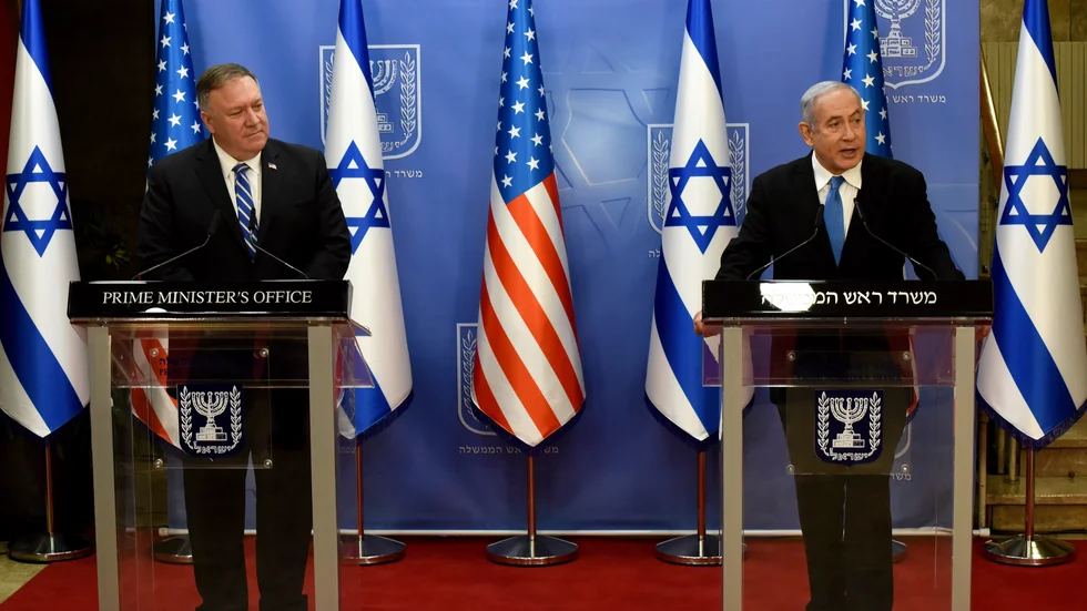 USA:s utrikesminister Mike Pompeo (till vänster) och Israels premiärminister Benjamin Netanyahu. Arkivbild.