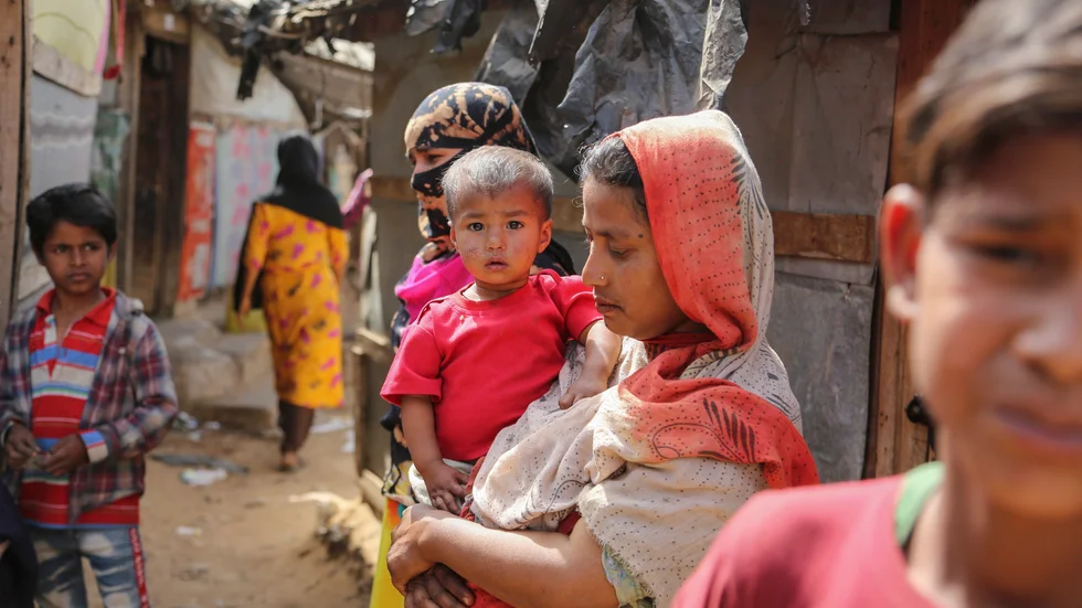 Rohingyer i ett läger i Jammu i Indien.