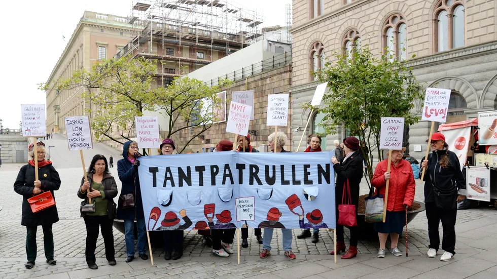 2015 demonstrerade Tantpatrullen på Mynttorget utanför riksdagen. De ville se ett förändrat pensionssystem. De var inte utan poänger.