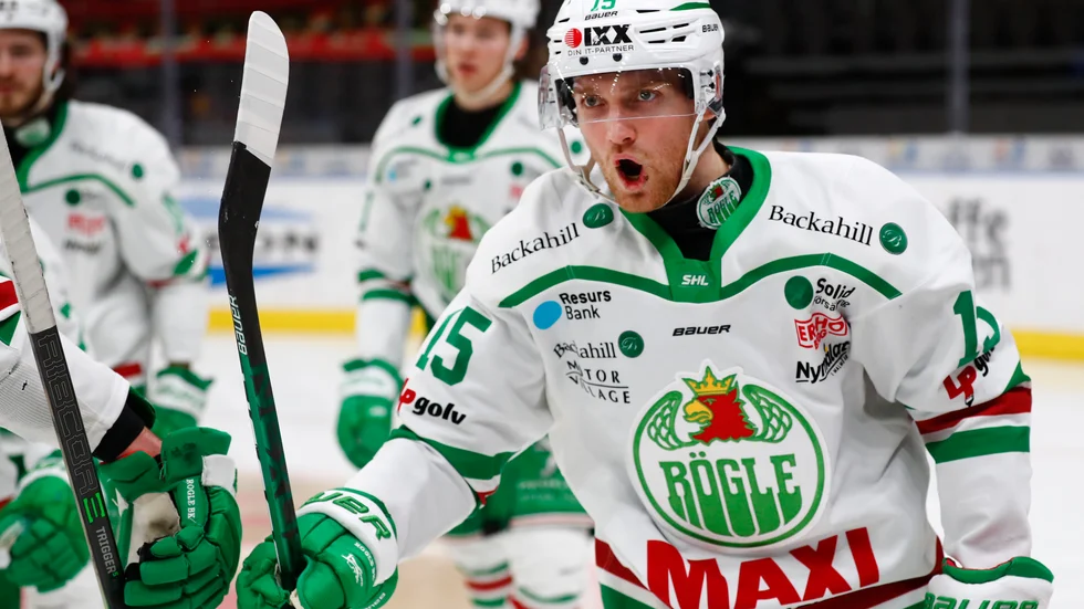 Simon Ryfors gjorde sitt 24:e mål för säsongen när Rögle slog Oskarshamn med 4–1. Arkivbild