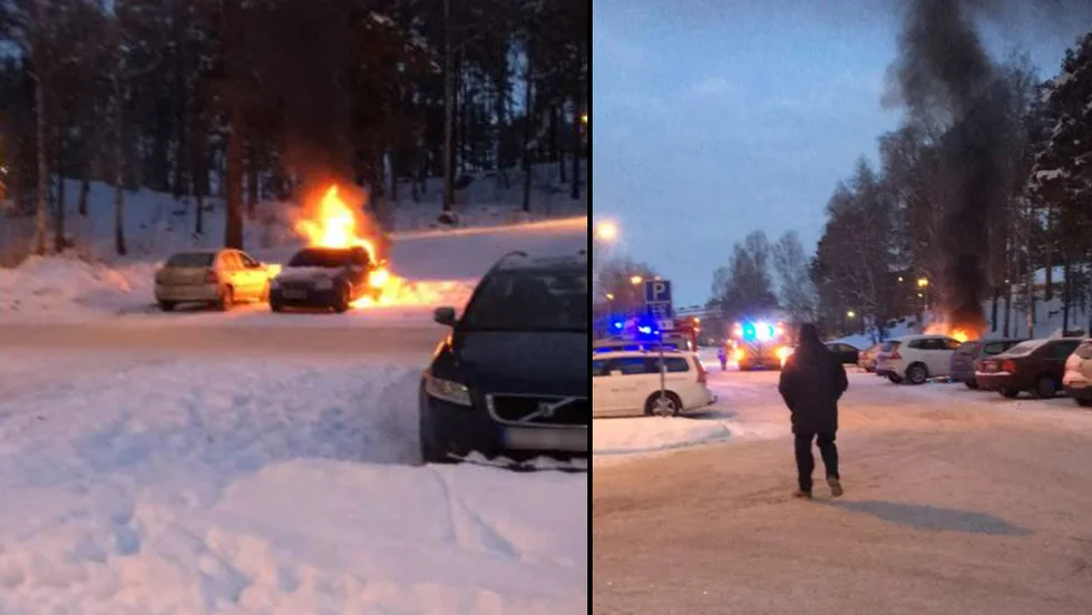 En bil blev förstörd i en brand i Fröslunda under lördagsmorgonen.