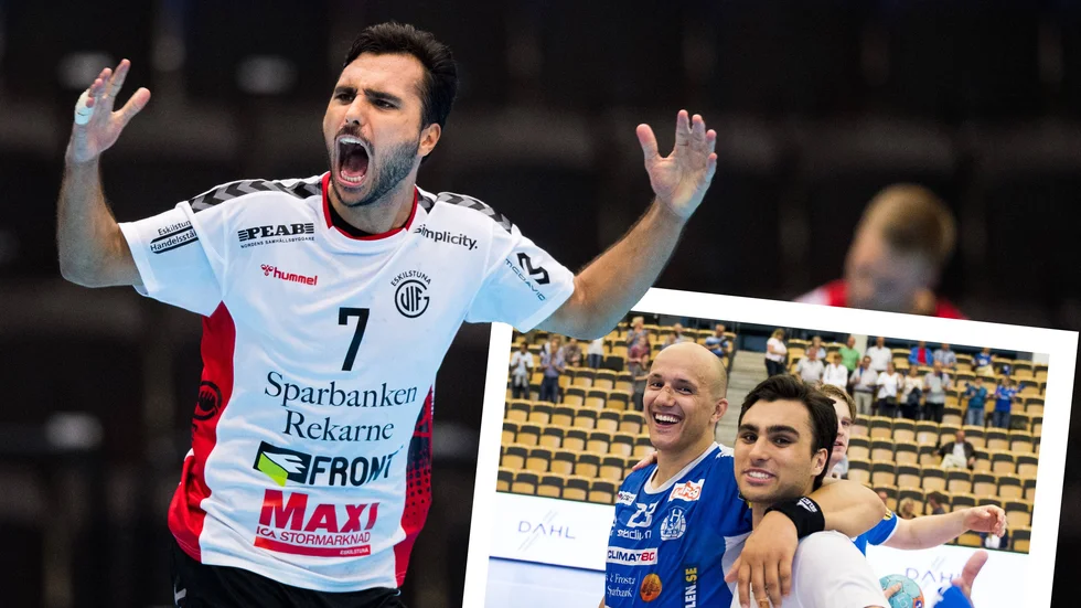Guiftränaren Zoran Roganovic hyllade högersexan Pavle Karacic som var en att krafterna bakom segern i Malmö i söndags. Lilla bilden från tiden då de var lagkamrater i H43 mellan 2010–14.