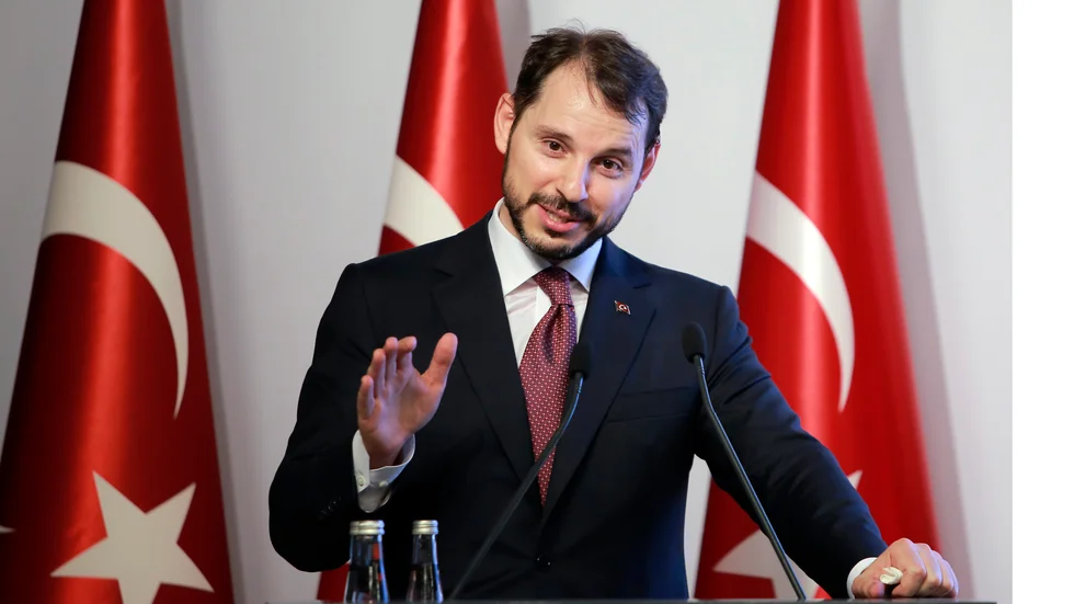 Turkiets finansminister Berat Albayrak, president Recep Tayyip Erdogans svärson. Arkivbild