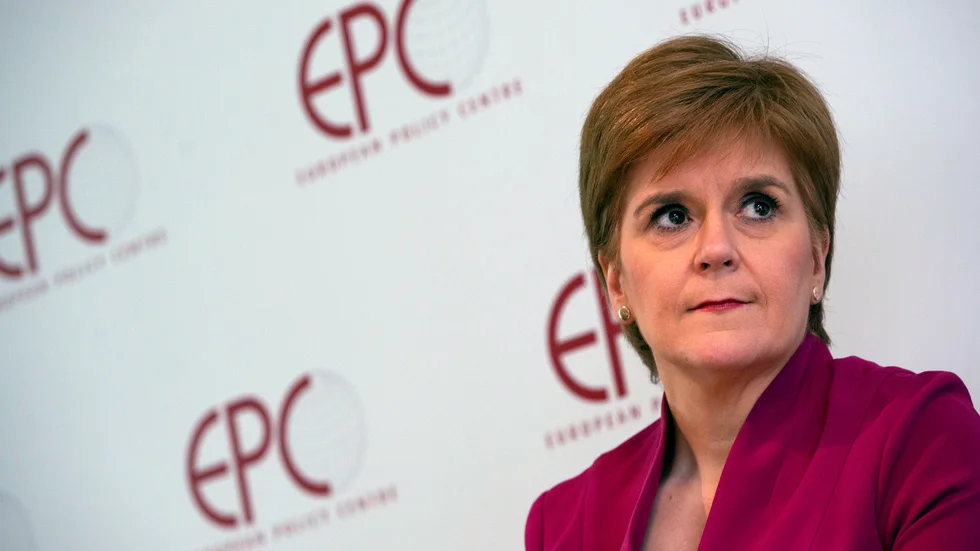 Skottlands försteminister, eller regionala regeringschef, Nicola Sturgeon. Bild från Bryssel tidigare i år.